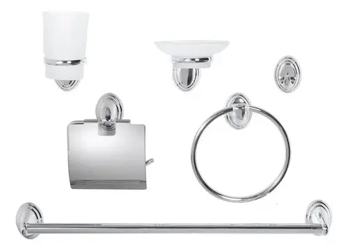 [MLU480392800] Kit Accesorios Para Baño 8 Piezas De Metal Acra