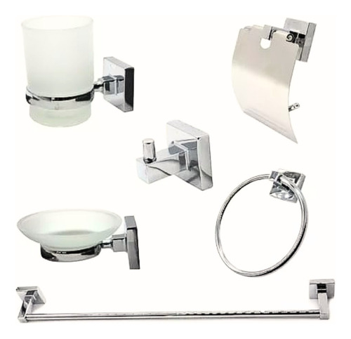 [MLU641238569] Kit Accesorios Para Baño Satinado 6 Piezas Acra