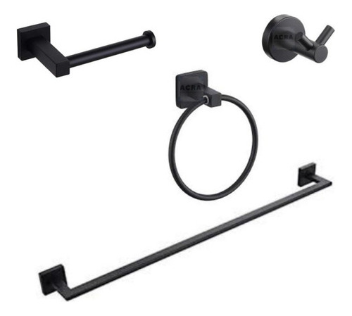 [MLU606601243] Kit De Accesorios Negro Mate 4 Piezas Acra