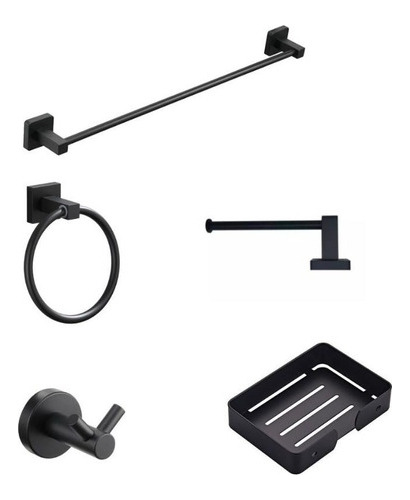 [MLU618204151] Kit/set De Baño Completo Negro Ideal Para Ducha Acra