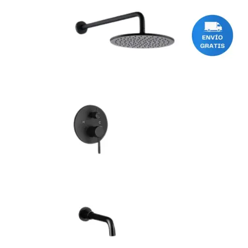[MLU666269374] Mezcladora Monocomando Ducha Negro Mate De Empotrar Acra