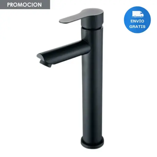 [MLU481082879] Mono/griferia/canilla Alta Para Lavabo Baño Negro Mate Acra