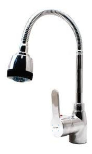[MLU479608089] Monocomando Canilla Cromada P/cocina Con Pico Flexible Acra