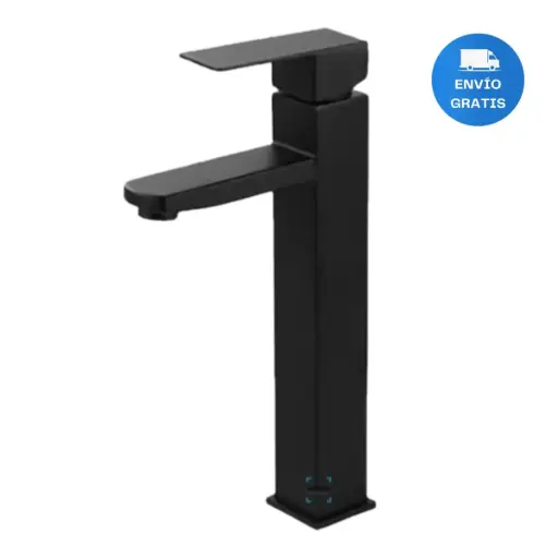 [MLU614838436] Monocomando Canilla Grifo Baño Negro Mate Cuadrada Alta Acra