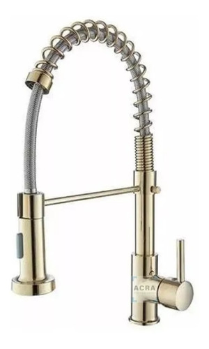 [MLU632819886] Monocomando Extensible Chef Cocina Dorado Gold Acra