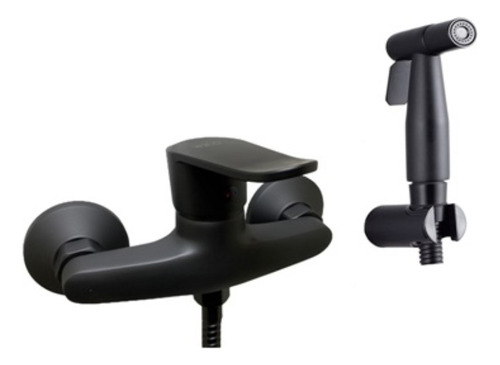 [MLU663328634] Monocomando Griferia Ducha Higienica Baño Negro Mate Acra