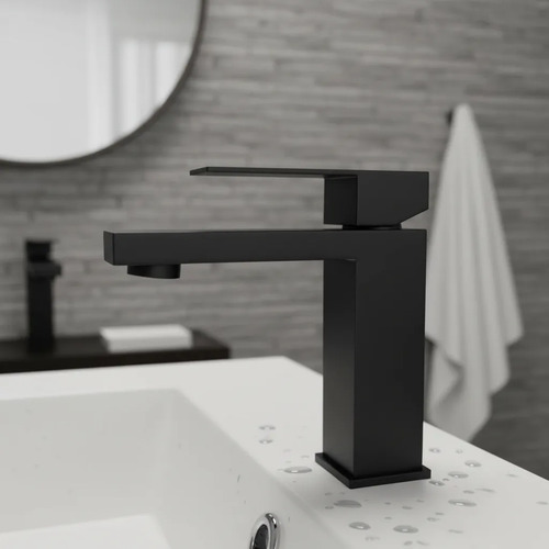 [MLU1069561454] Monocomando Griferia Lavatorio Bacha Negro Cuadrada Acra