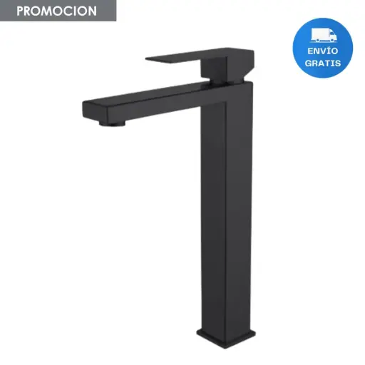 [MLU691225386] Monocomando, Griferia Lavatorio Pico Largo Negro Mate Acra
