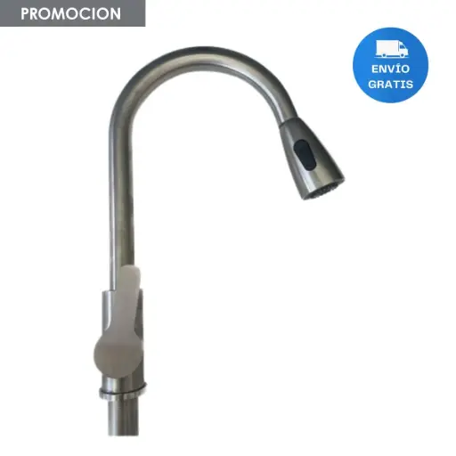 [MLU610248068] Monocomando/grifería De Mesada Satinado Pico Extensible Acra