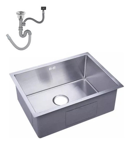 [MLU620387538] Pileta Acero 304 Cromada Cocina Recta + Válvula Acra