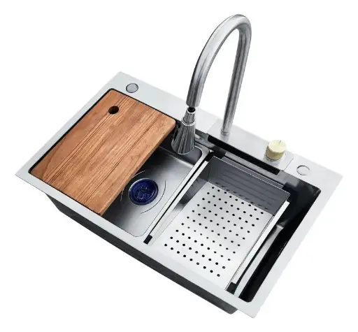 [MLU974550038] Pileta Cocina Bacha Multifunción Acero Inox Completa Cromo