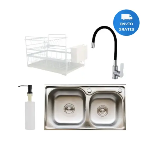 [MLU622781797] Pileta De Cocina + Dispensador + Grifería + Escurridor Acra
