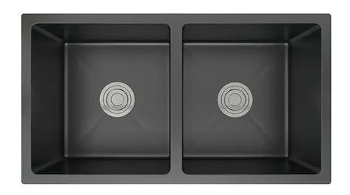 [MLU626166806] Pileta Doble Cocina Negra Acero 304 Cuadrada + Válvulas