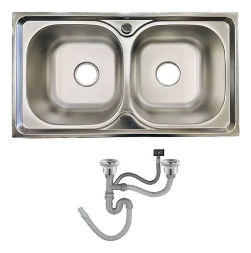 [MLU475259172] Pileta Doble De Acero Inoxidable Sobreponer + Valvulas Acra
