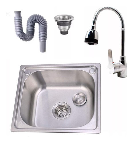 [MLU672244558] Pileta Palangana Cocina + Válvula + Grifería Canilla Acra