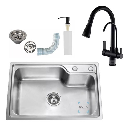 [MLU613324049] Pileta Simple 62x43 + Dispensador +grifería Para Filtro Acra