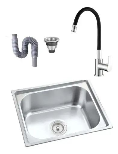 [MLU480706833] Pileta Simple Cocina + Válvula+anti Desborde + Canilla Acra