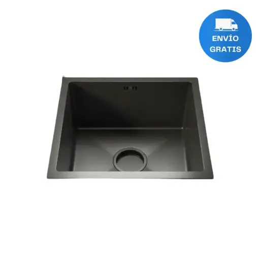 [MLU881040264] Pileta Simple Rectangular Negra Inoxidable 44x44x22 