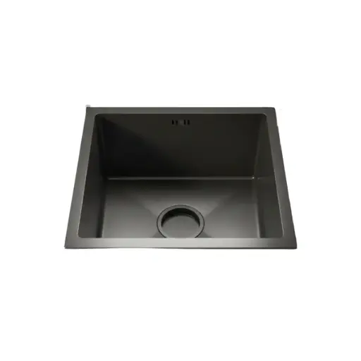 [MLU881040264] Pileta Simple Rectangular Negra Inoxidable 44x44x22 Kook