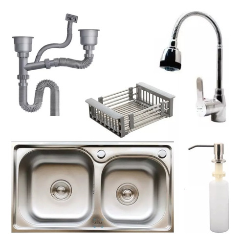 [MLU480865605] Pileta Y 1/2 +griferia+dispensador+rejilla+válvulas!! Acra