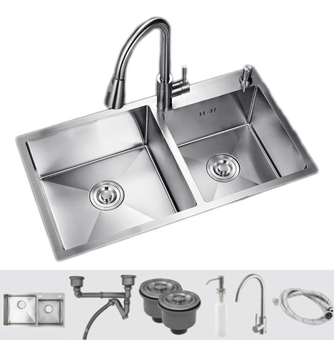 [MLU657278300] Pileta Y Media 304 Grifería Extensible + Dispensador Acra