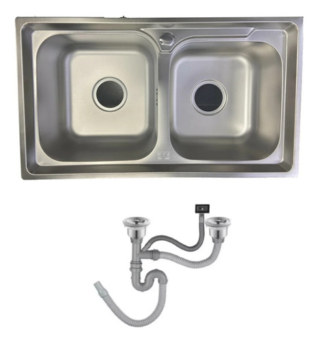 [MLU471934019] Pileta Y Media Acero Inoxidable  68x39x21 + Válvulas Acra