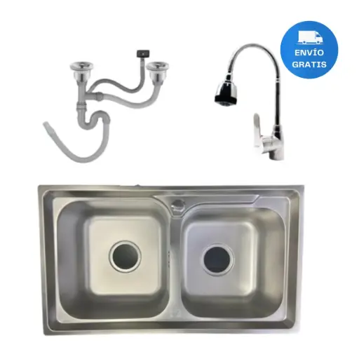 [MLU480652441] Pileta Y Media Cocina 68x39 + Válvulas +monocomando Acra