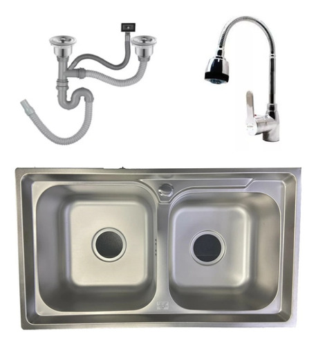 [MLU480652441] Pileta Y Media Cocina 68x39 + Válvulas +monocomando Acra