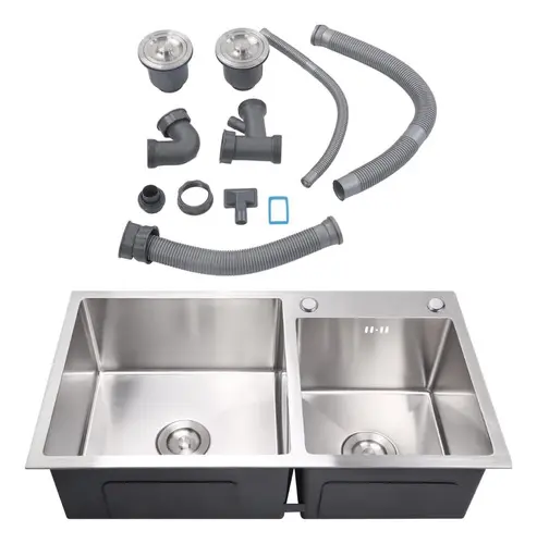 [MLU649336832] Pileta Y Media Cocina Acero 304 Sobreponer Cromo Acra