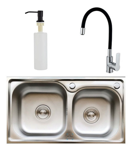 [MLU480865526] Pileta Y Media Cocina+válvulas+griferia Y Dispensador Acra