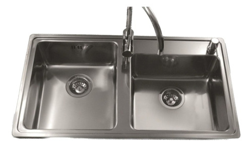 [MLU605476558] Pileta Y Media Sobreponer Acero 304 85x48x17 Acra