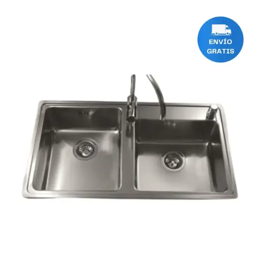 [MLU605476558] Pileta Y Media Sobreponer Acero 304 85x48x17 Acra