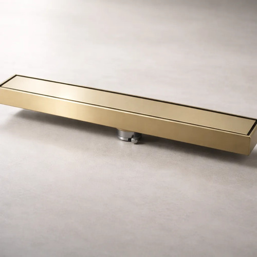 [MLU665023655] Rejilla Desagüe De Piso Lineal Lisa Gold 50 Cm Largo Selen