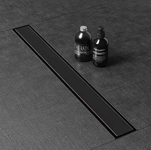 [MLU665019539] Rejilla Desagüe De Piso Lineal Lisa Negro 70 Cm Largo Selen