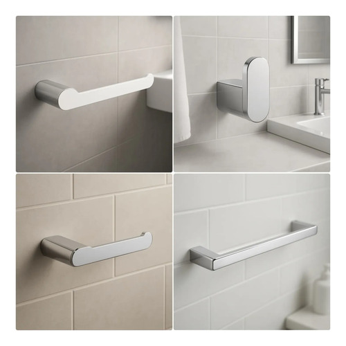 [MLU1330177982] Kit Combo De Accesorios Para Baños Cromo Plateado Fv Acra