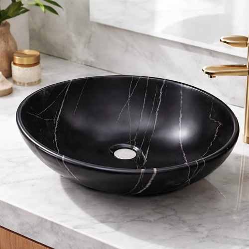 [MLU1333584422] Bacha Pileta De Apoyo Para Baño Negra Mate Veteada Acra