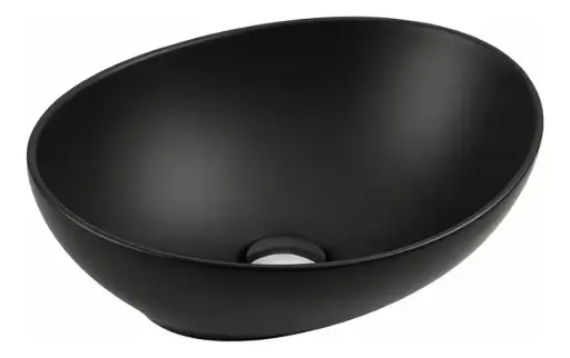 [MLU1336104648] Bacha Para Baño Ovalada Loza Negra Esmaltada De Apoyo Acra