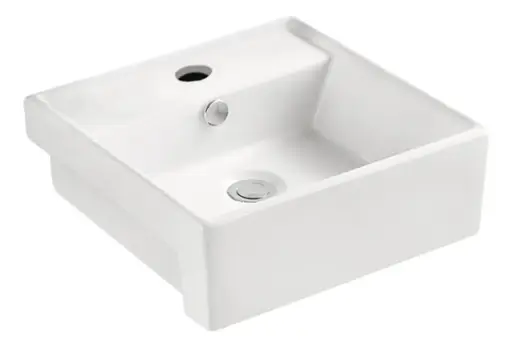 [MLU1336027810] Bacha Pileta Baño Cuadrada De Sobreponer Loza Blanca Acra