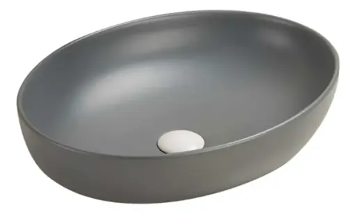 [MLU1342225624] Bacha Pileta De Loza Para Baño De Apoyo Gris Mate Acra