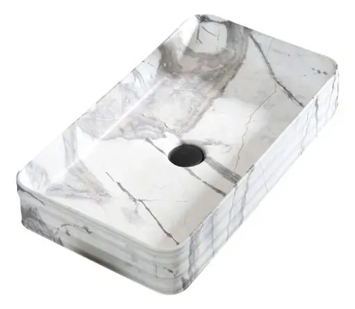 [MLU1342165868] Bacha Pileta Rectangular De Apoyo Marmolada Para Baño Acra