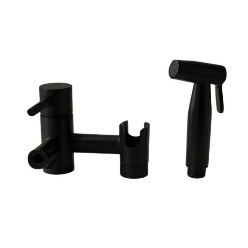 [MLU1349681448] Ducha Higiénica Con Monocomando Negro Mate Acra
