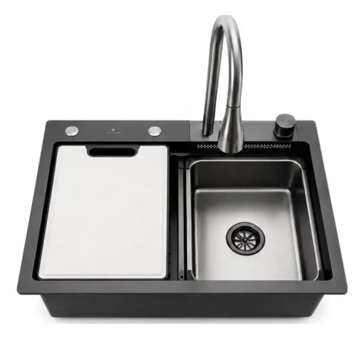 [MLU696143699] Pileta Cocina Bacha Multifunción Completa Negra Acra
