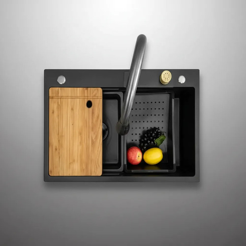 [MLU696143699] Pileta Cocina Bacha Multifunción Completa Negra Acra