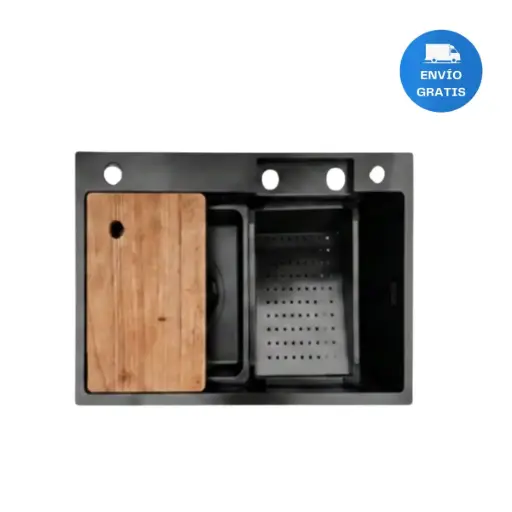 [MLU696733081] Pileta Cocina Multifunción Negra Completa Acra