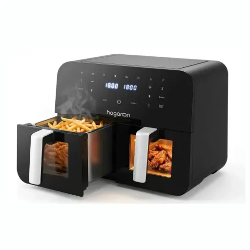 [MLU1468225926] Freidora De Aire Doble Sin Aceite 9l Hogaron Negra Acra