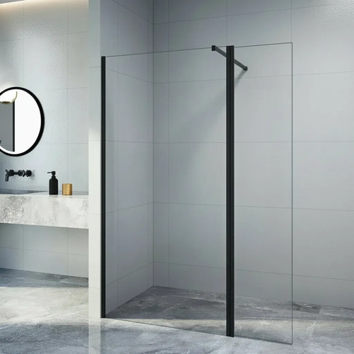 [MLU1475830992] Mampara Batiente Para Baño 190x120 Con Perfil Negro Acra